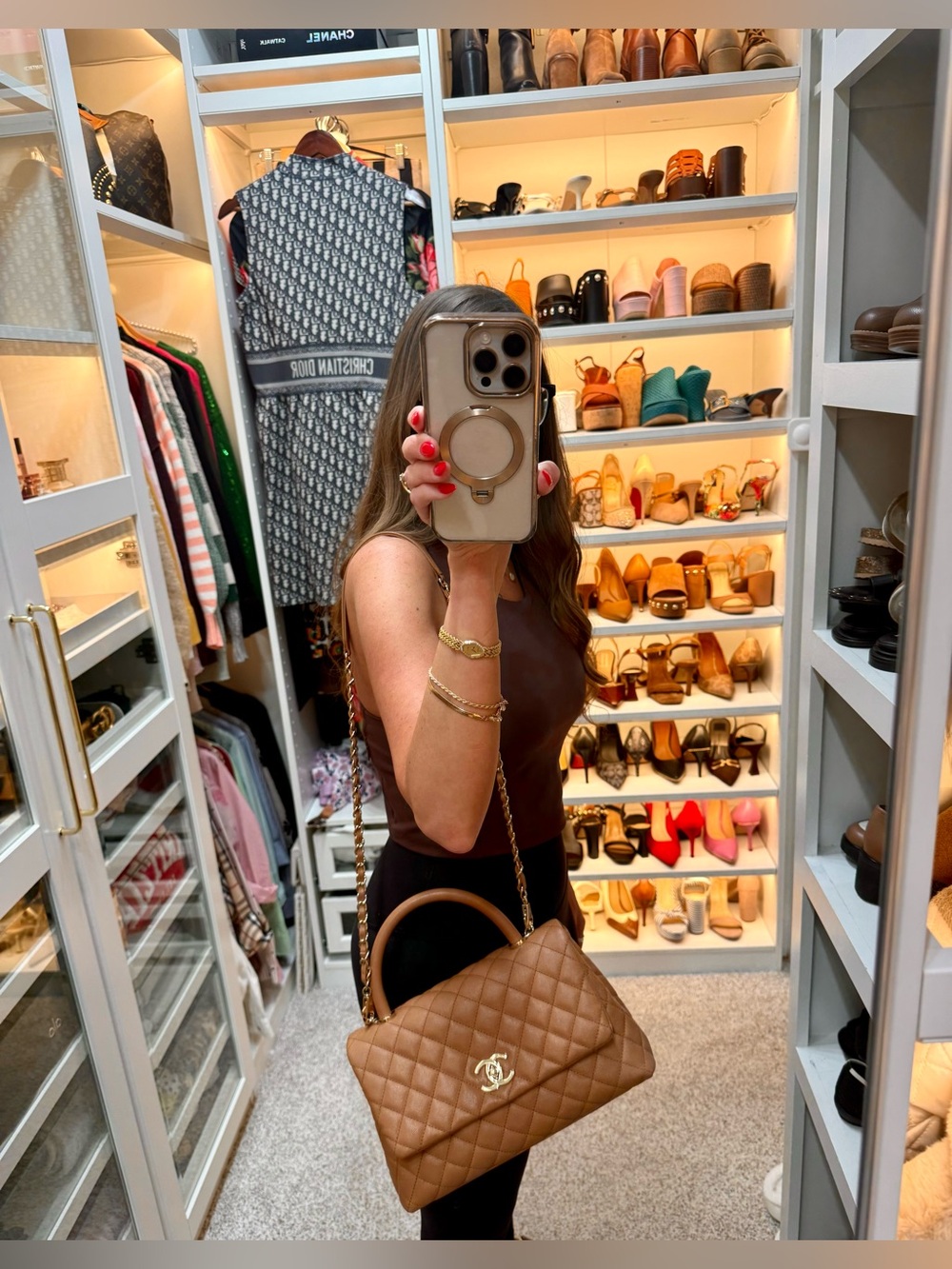 CHANEL Holo 31 Dark Beige Brown Quilted Coco Top Handle Bag Caviar GHW Authentic - Picture 16 of 16